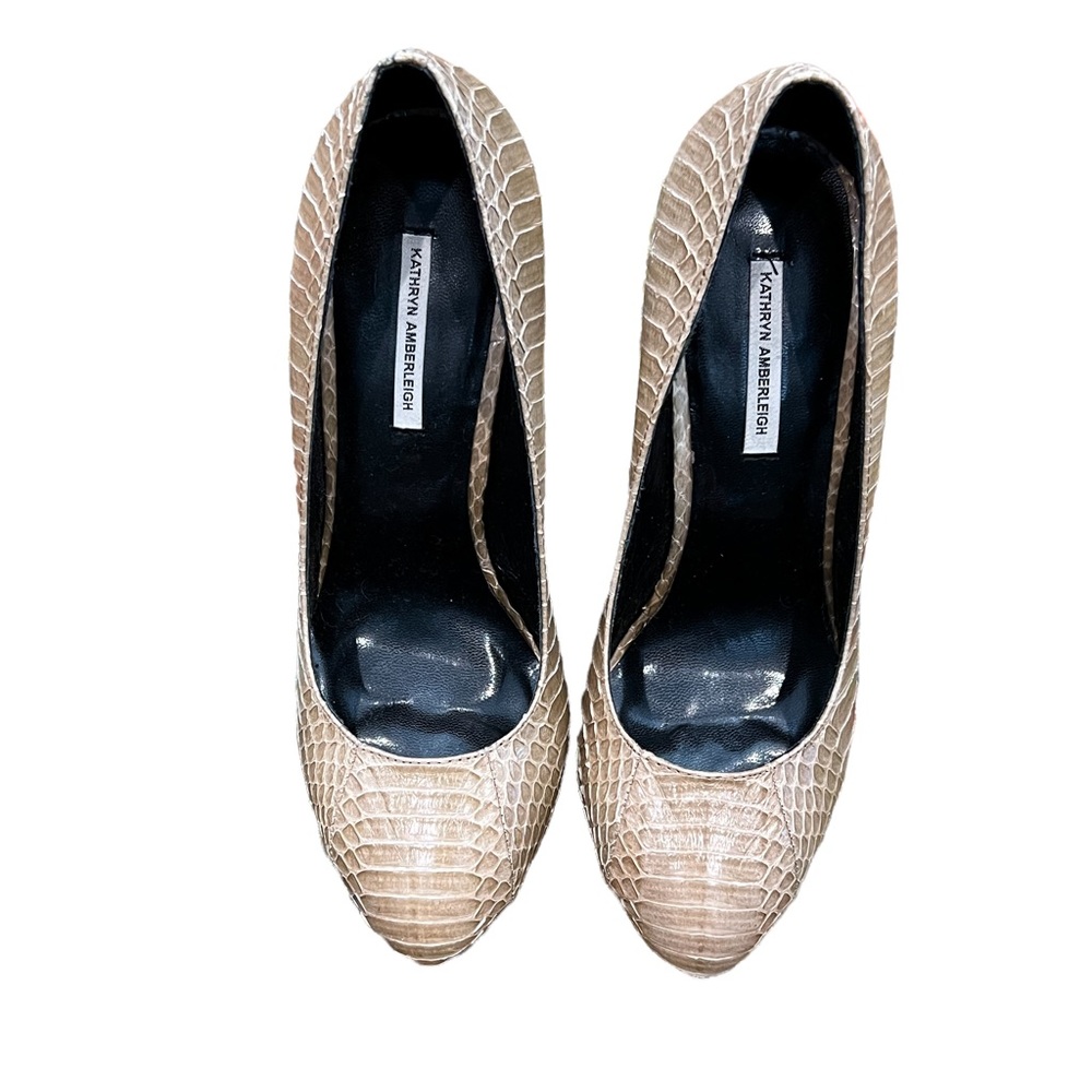 KATHRYN AMBERLEIGH Snakeskin Heels Beige Heel Height 4 1/2 inches Heel-Toe 7 in